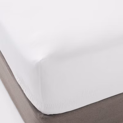 Twin/twin Xl 400 Thread Count Performance Fitted Sheet White - Threshold™: Cotton Sateen, Machine Washable, Fits 18" Mattress