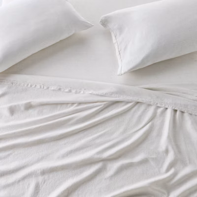 King 100% Linen Sheet Set Gray Micro Stripe - Casaluna