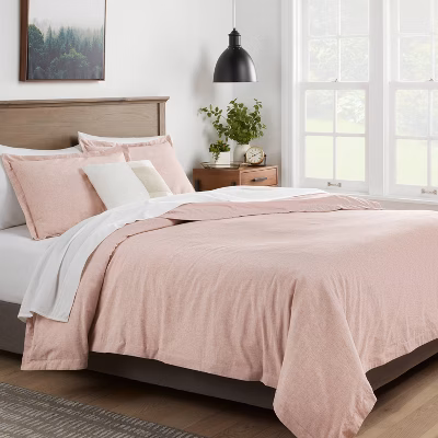 Full/queen Cotton Linen Chambray Duvet Cover & Sham Set Terracotta - Threshold™: Woven Bedding Sets With Inner Ties, Oeko-tex Certified