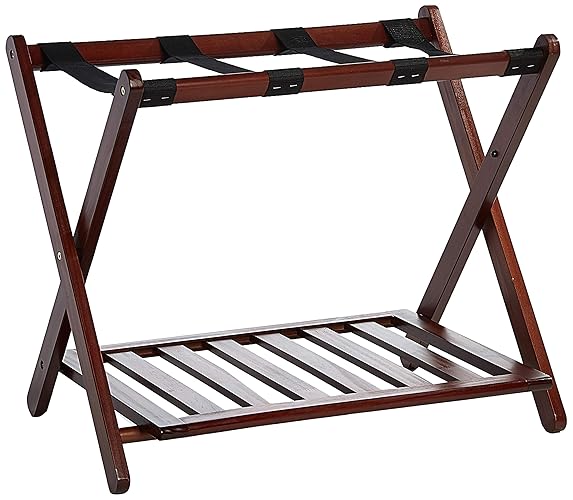 Casual Home Luggage Rack, Walnut, Solid Wood
