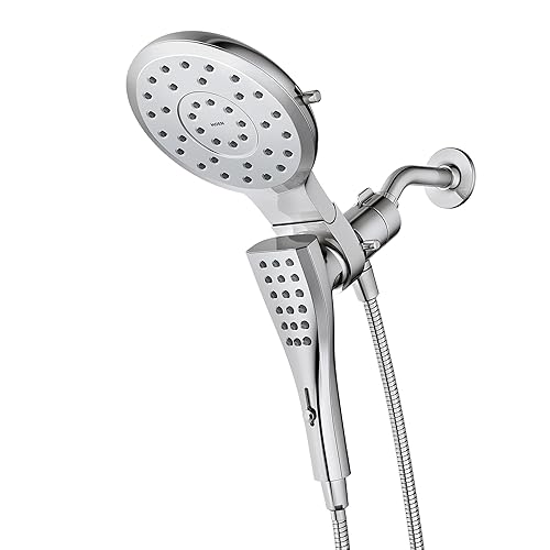 Moen 220C3 Verso Eight-Function 7-Inch Round Shower Spray Head with Handshower, 72-Inch Hose, Chrome