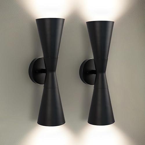LPRZSG Wall Sconces Set of Two, Bathroom Sconces Lighting 15 inch Black Modern Sconces Wall Decor Set of 2 Indoor Wall Light Fixtures for Living Room Hallway Staircase Bedroom Hardwired
