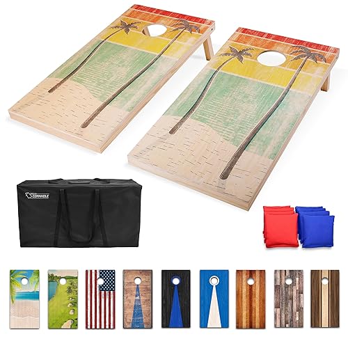 GoSports 4 x 2 ft Regulation Size Wood Cornhole Boards - 10 Vintage Wood Designs (Choose Your Style)