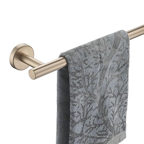JQK Champagne Bronze Towel Bar, 19 Inch 304 Stainless Steel Thicken 0.8mm Towel Rack Bathroom, Towel Holder Wall Mount, Useable Length 16 Inch, TB110L16-CB