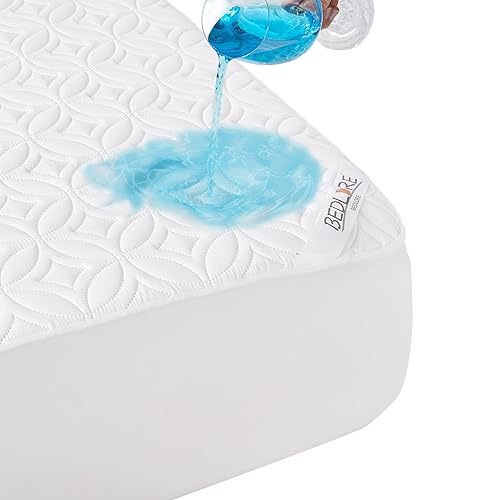 BEDLORE Waterproof Mattress Protector, King Size Noiseless Mattress Pad with Deep Pocket 6"-18" Depth, Soft Breathable Bed Mattress Cover Washable for Home, Bedroom, Hotel (White)