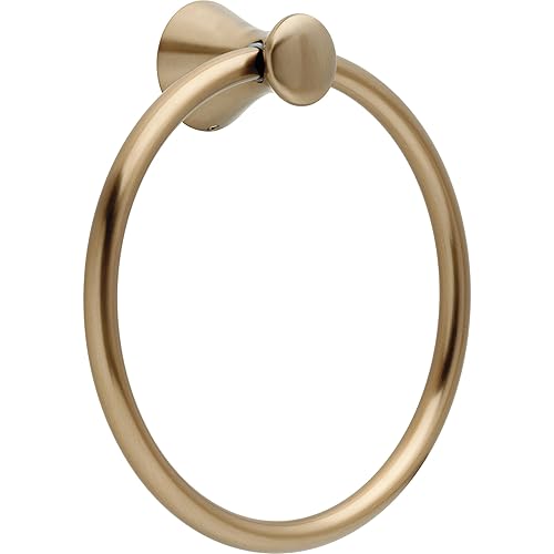Delta Lahara (1-Pack) Hand Towel Holder Champagne Bronze Towel Racks for Bathroom Wall Round Towel Ring Holder for Bath Towel Hanger for Kitchen, Bathroom Accessories 73846-CZ
