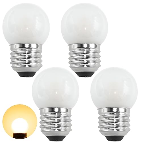 PaeorRorL Night Light Bulbs E26 LED 1.5W (15W Equivalent), G40 E26 Base 150LM Low Wattage Light Bulbs for Night Light Refrigerator, Appliance Bulb,Frosted, 2700K Warm White, CRI 90+,Pack of 4