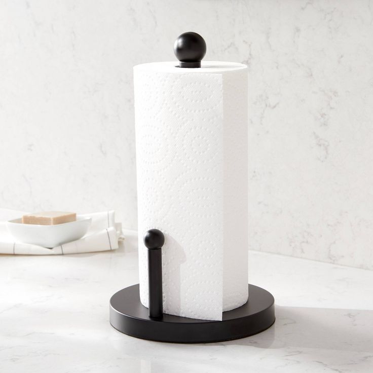 Stainless Steel Paper Towel Holder Black - Threshold™: Freestanding Kitchen Holder, Spot Clean, 13.5" Height