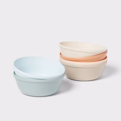 Kids' 6pc 15.5 Fl Oz Plastic Cereal Bowl - Pillowfort™: Microwave & Dishwasher Safe, Multicolored