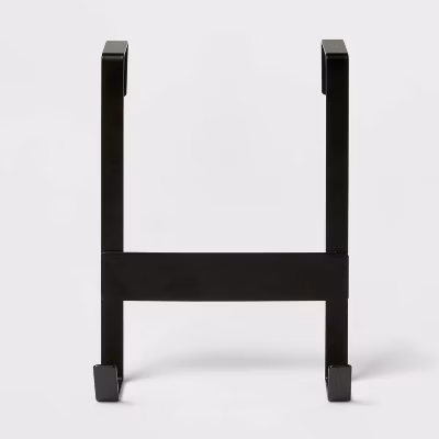 Small Over The Door Hook 2 Hooks Matte Black - Brightroom™: Steel, No Assembly, Powder-coated Finish, Space-saving