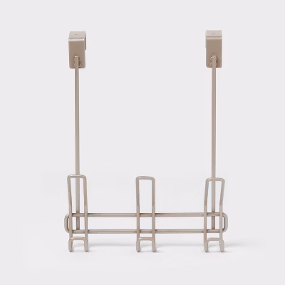 3 Over The Door Hook Silver - Threshold™: Steel, Powder-coated, No Assembly, 15 Lb Capacity, Decorative Rack