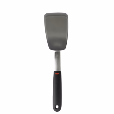 Oxo Silicone Flexible Turner: Black Dishwasher-safe Cooking Spatula, Stainless Steel Handle, 12" Length