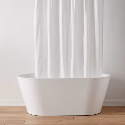 70"x71" Waterproof Recycled Fabric Heavy Weight Shower Liner White - Threshold™: Mildew Resistant, Machine Washable
