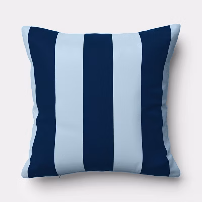 16"x16" Reversible Cabana Stripe Pillow Light Blue/navy - Room Essentials