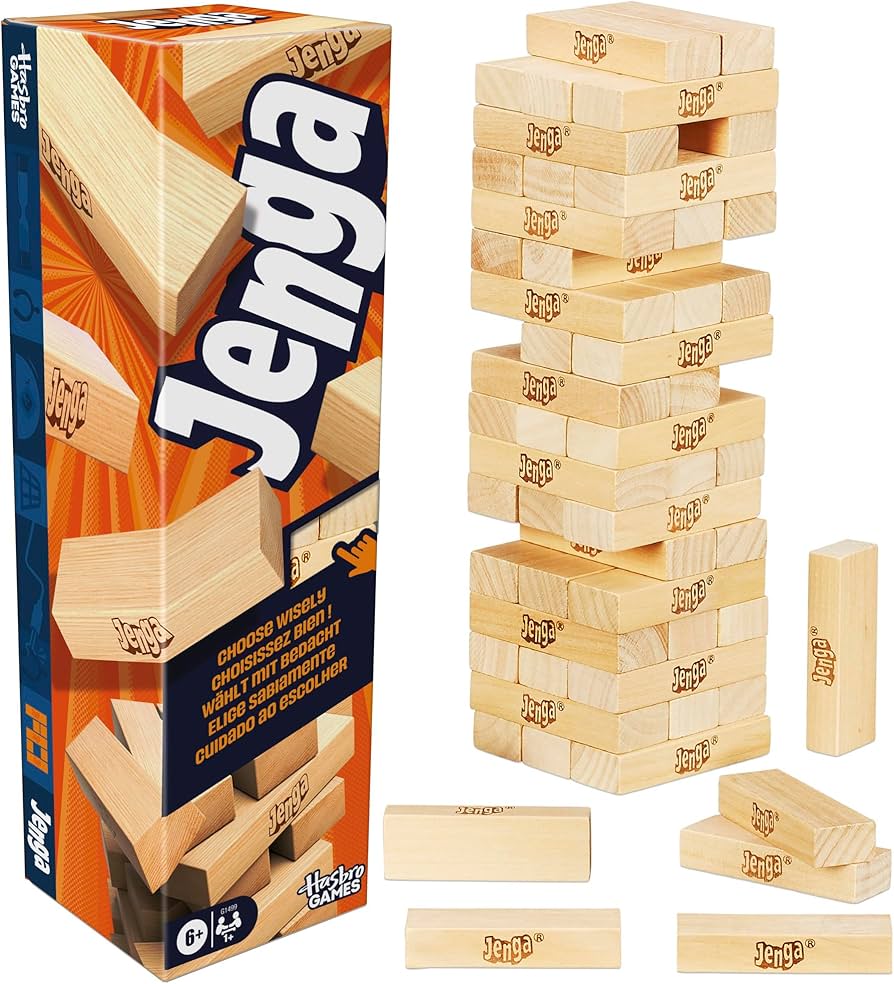 Official Hasbro Games Jenga Game | Digital Die For 6 More Ways To Play | Original Wood Block Game | Stacking Tower | Ages 6+ | 1+ Players | Party Games : Toys & Games