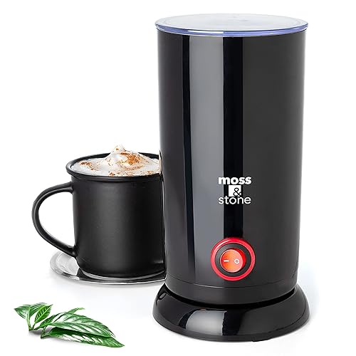 Moss & Stone Electric Milk Frother Latte Art Steamer, Electric Cappuccino Machine And Milk Warmer, Hot Foam Maker and Milk Warmer for Latte, Cappuccinos, Macchiato, Hot Chocolate Milk