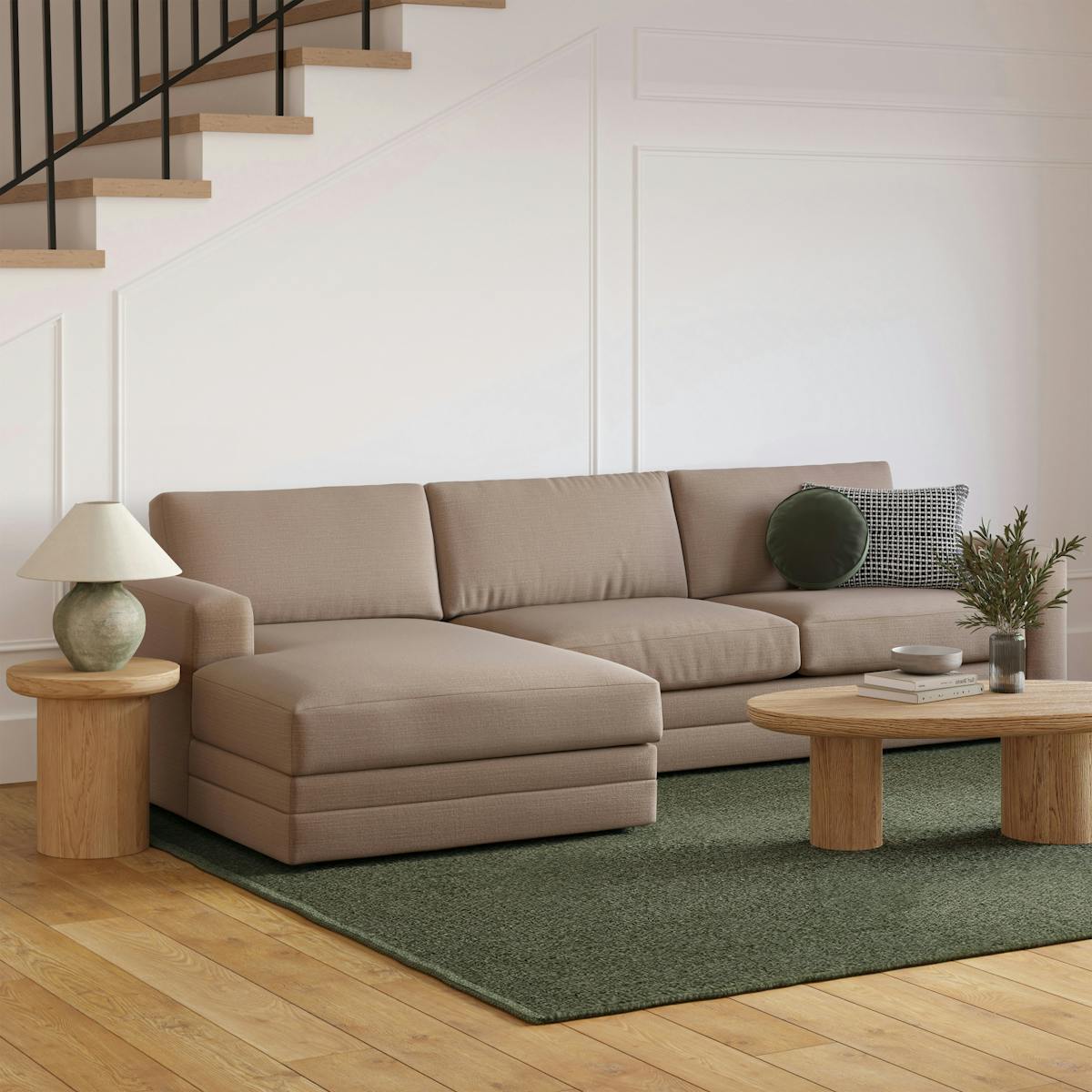 Riley 118" Left Storage Sleeper Sectional - Napa Quartz