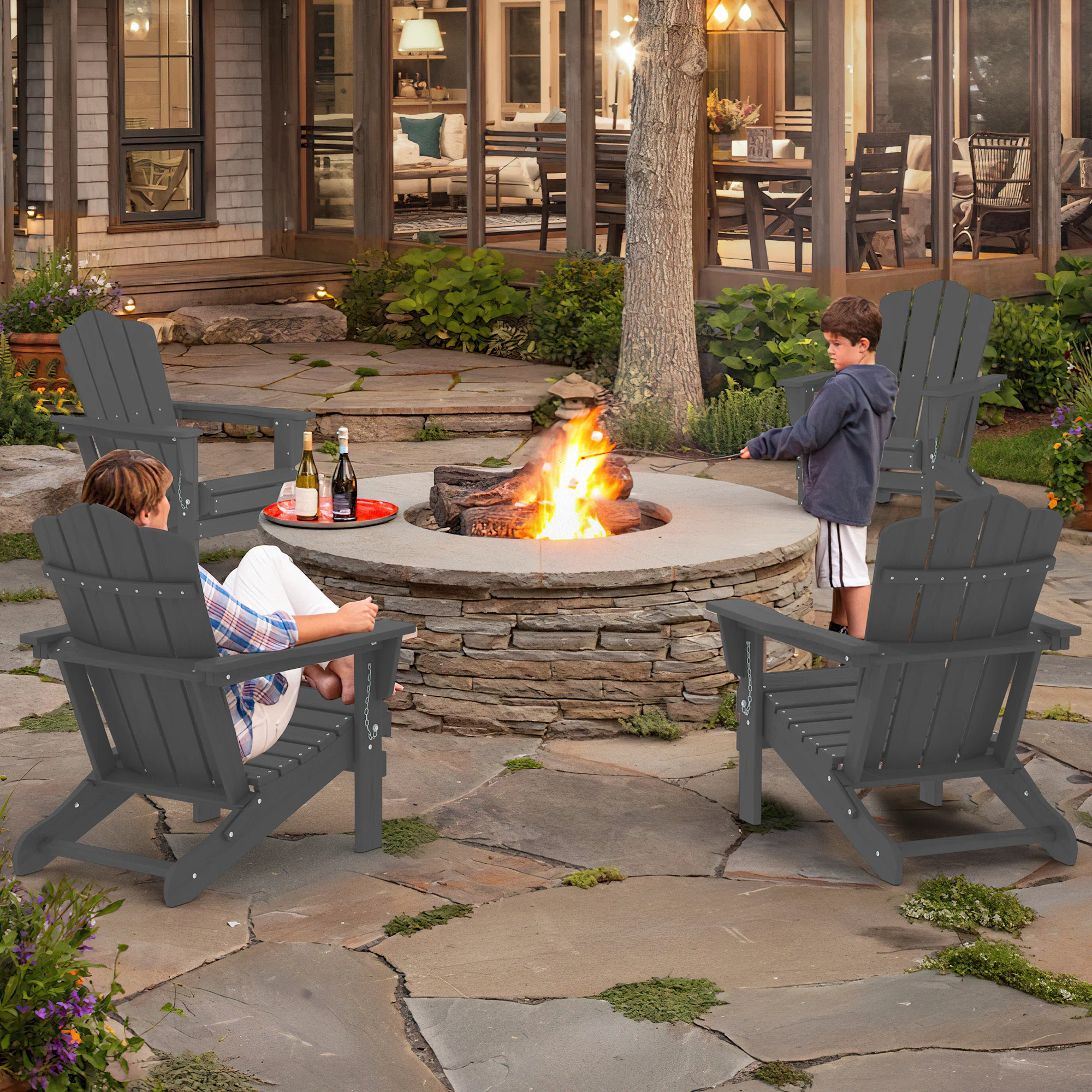Wolak Foldable Outdoor Adirondack Chair