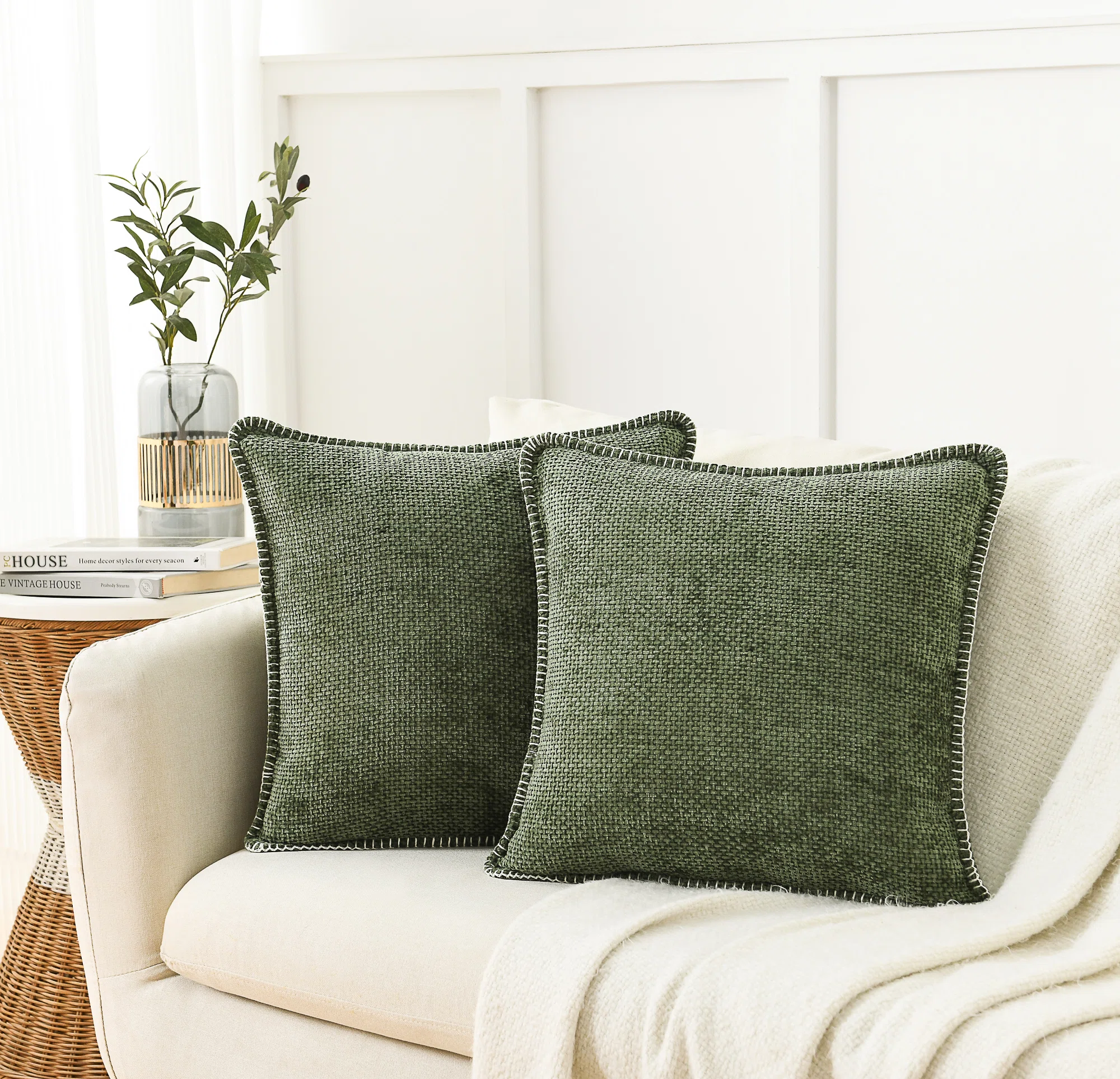 Farmhouse Pillow Covers Modern Farmhouse Square Textured Stitched Edge Throw Pillow Cover