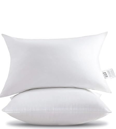 HITO 12x20 Pillow Inserts (Set of 2)- 100% Cotton Covering Down Alternative Throw Pillows White for Couch Bed Sofa