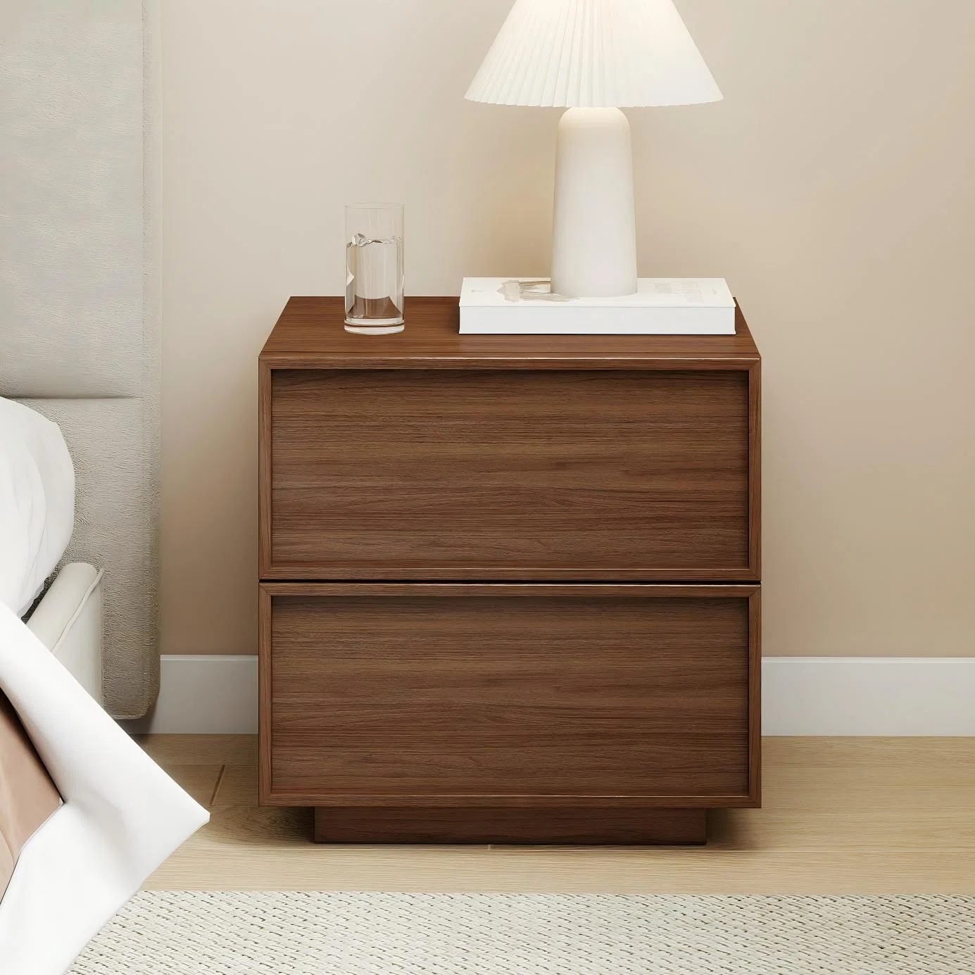 18.9" Wooden Nightstand with 2 Drawers