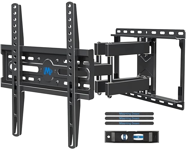 Mounting Dream TV Wall Mount for 32-65 Inch TVs, Full Motion Swivel Tilt TV Bracket with Articulating Dual Arms, Fits 16" Wood Studs, Max VESA 400x400mm, 99 lbs, Easy Install with Template