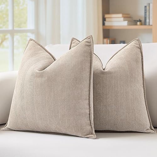 MIULEE Pack of 2 Yellow Decorative Pillow Covers 20x20 Inch Soft Chenille Luxurious Couch Throw Pillows Farmhouse Cushion Covers with Elegant Design for Sofa Bedroom Living Room Spring Home Decor