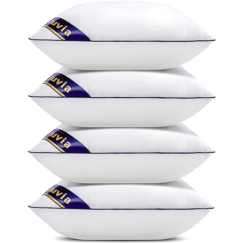 Siluvia Decorative 18x18 Pillow Inserts Set of 4 - Square Throw 18 Pillows with 100% Cotton Cover for Sofa, Couch, and Bed - White