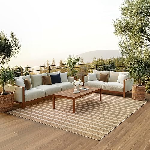 Nourison Home Positano Beige Ivory 7' x 10' Area Rug - Easy Clean, Non Shedding, Bed Room, Living Room, Dining Room, Kitchen (7' x 10')