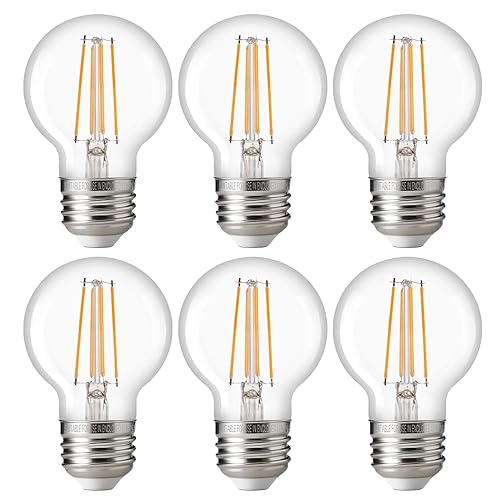 FLSNT 60W Equivalent LED Globe Candelabra Bulbs, Dimmable G16.5 LED E26 Chandelier Light Bulbs, 500LM, CRI82, 4W, AC 120V, 6 Pack, 2700K Soft White