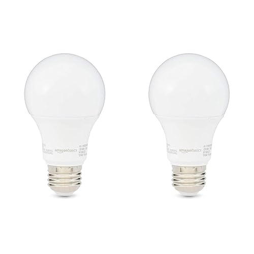 Amazon Basics A19 LED Light Bulbs, 60W Equivalent, 9W Energy Efficient, E26 Standard Base, Soft White 2700K, Non-Dimmable, 10,000 Hour Lifetime, Easy to Install, 2-Pack