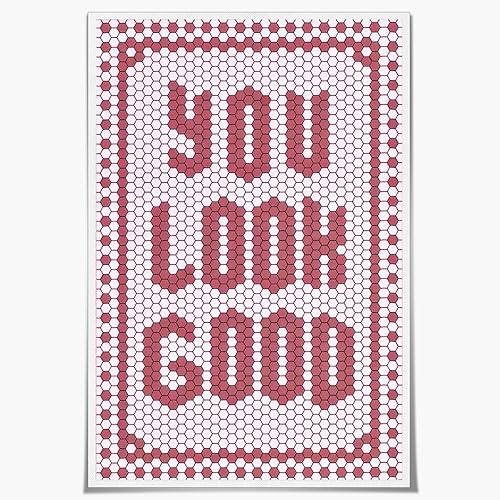 WLZWD Pink Preppy wall art You Look Good Canvas Print Cute Coquette Girly Room Decor y2k Aesthetic Positive Inspirational Art Poster for Office bedroom Bathroom wall Decor Unframed20x30inch