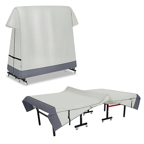 STEECA Ping Pong Table Cover Outdoor Waterproof, Dual Function Table Tennis Cover Fits Both Folding Tables and Flat Tables Indoor & Outside 68"L x 6"/30"W x 62"H