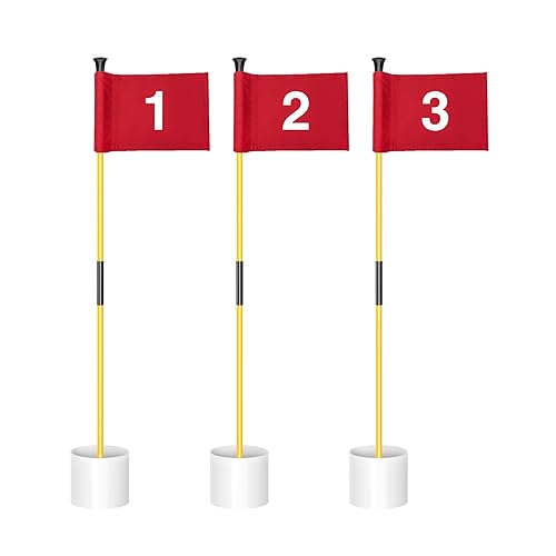 KINGTOP Golf Flagstick Mini, Putting Green Flag for Yard, All 3 Feet, Double-Sided Numbered Golf Flags, Golf Pin Flag Hole Cup Set, Portable 2-Section Design, Gifts Idea