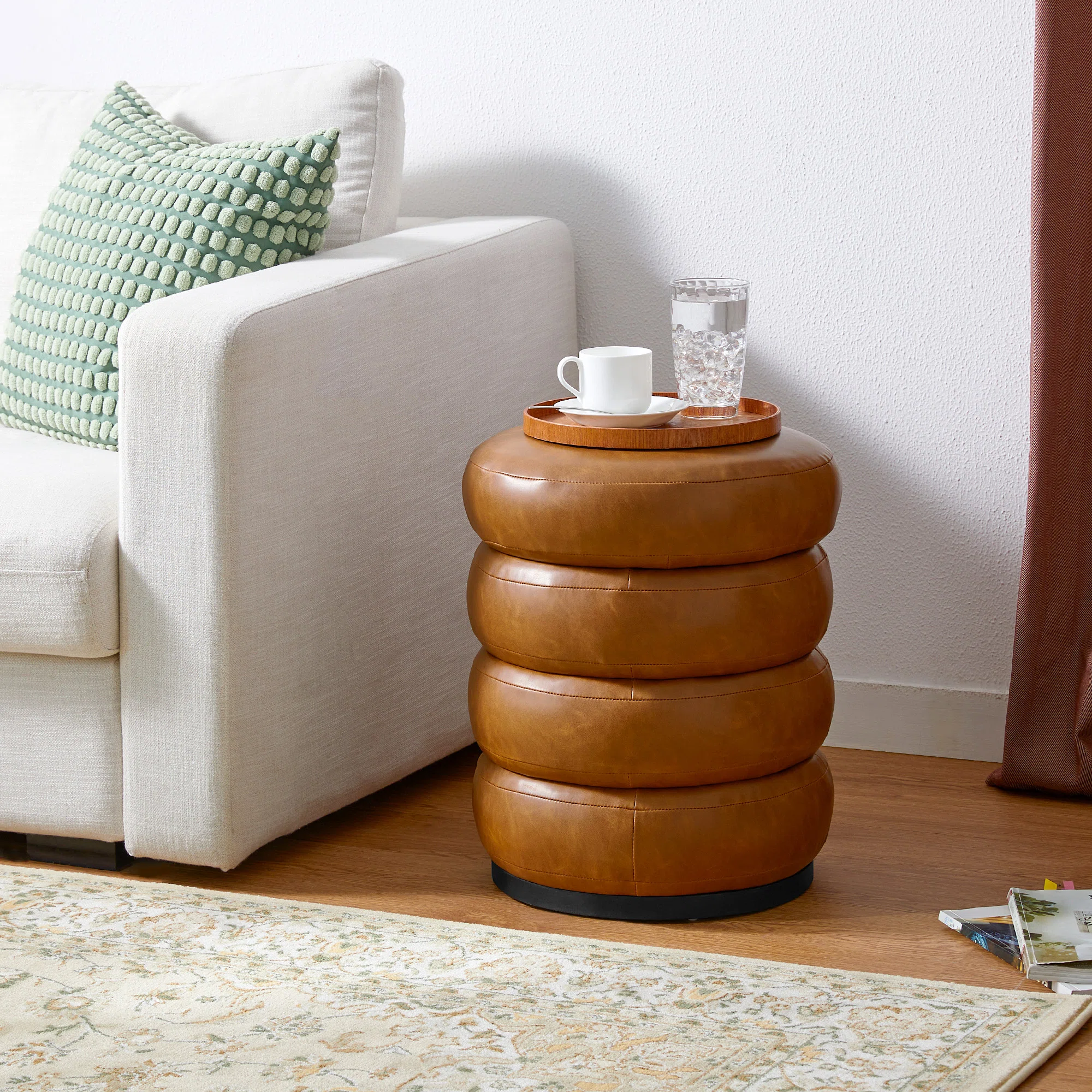 Berdi 15.5" Wide Faux Leather Storage Ottoman