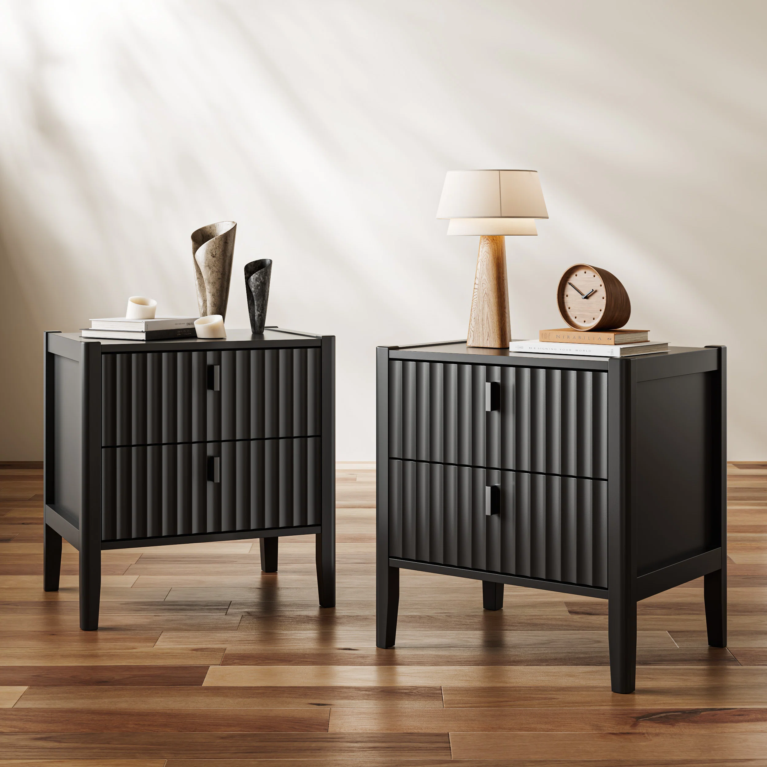 Nightstand With 2 Drawers (set Of 2)