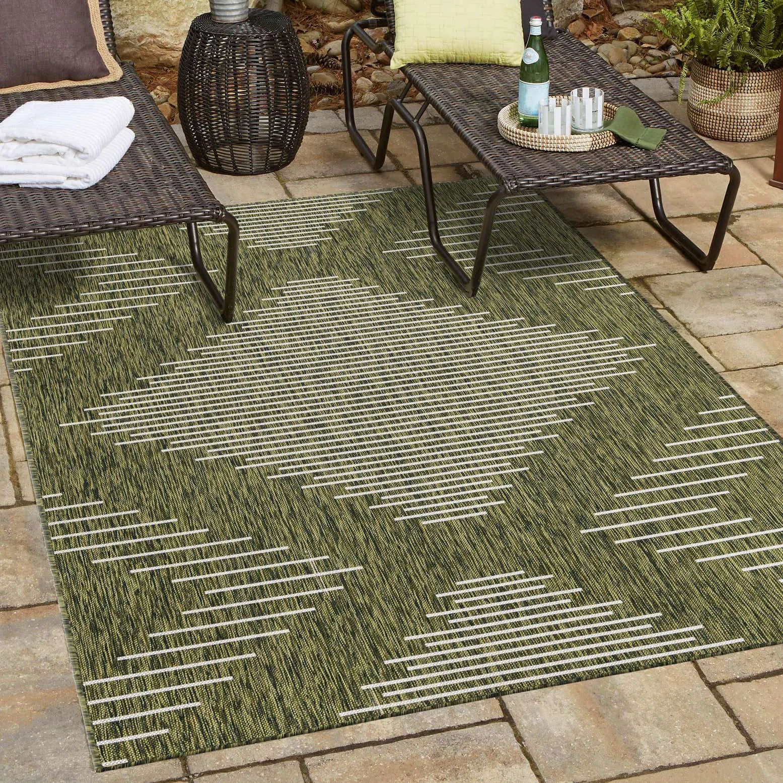 Dex Striped Machine Woven Indoor Outdoor Area Rug