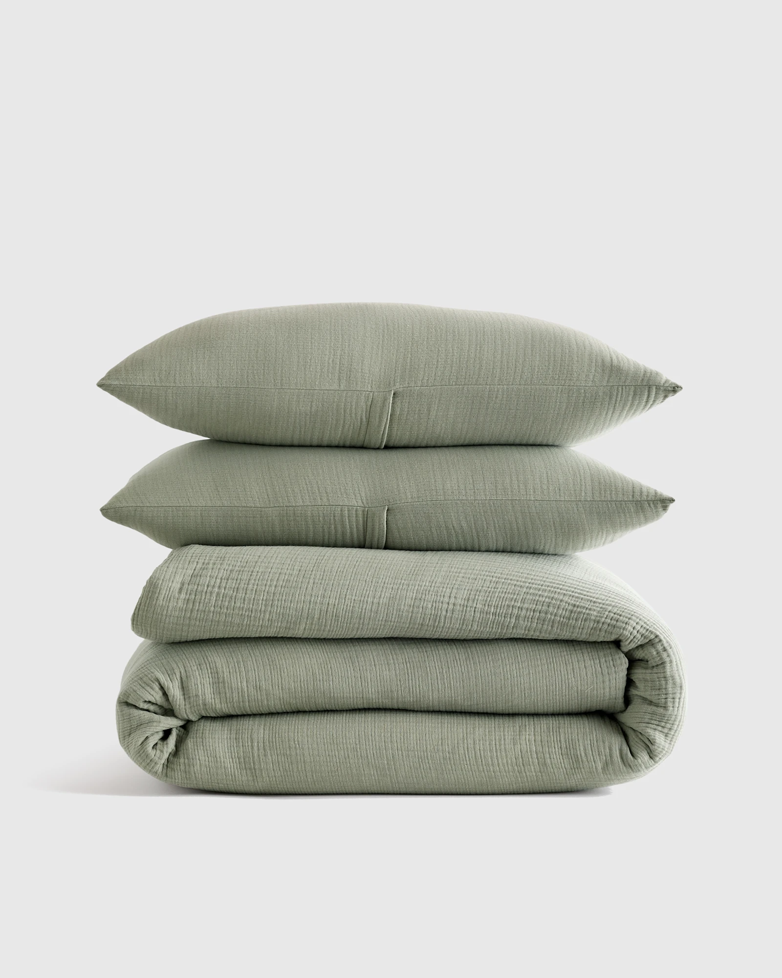 Organic Cotton Gauze Duvet Cover Set In Dried Sage