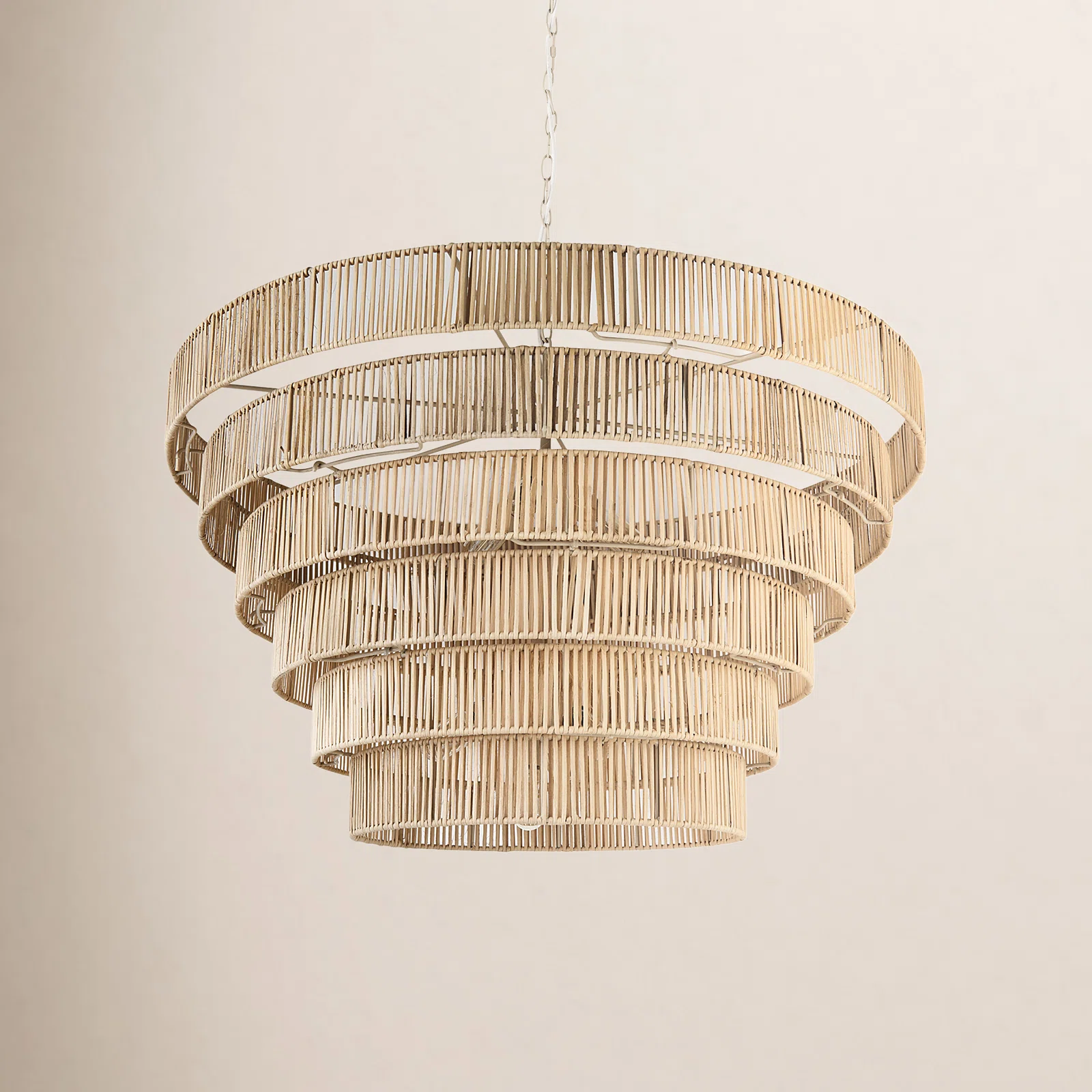 Leo 6-Tier Hand Woven Natural Cane Chandelier 