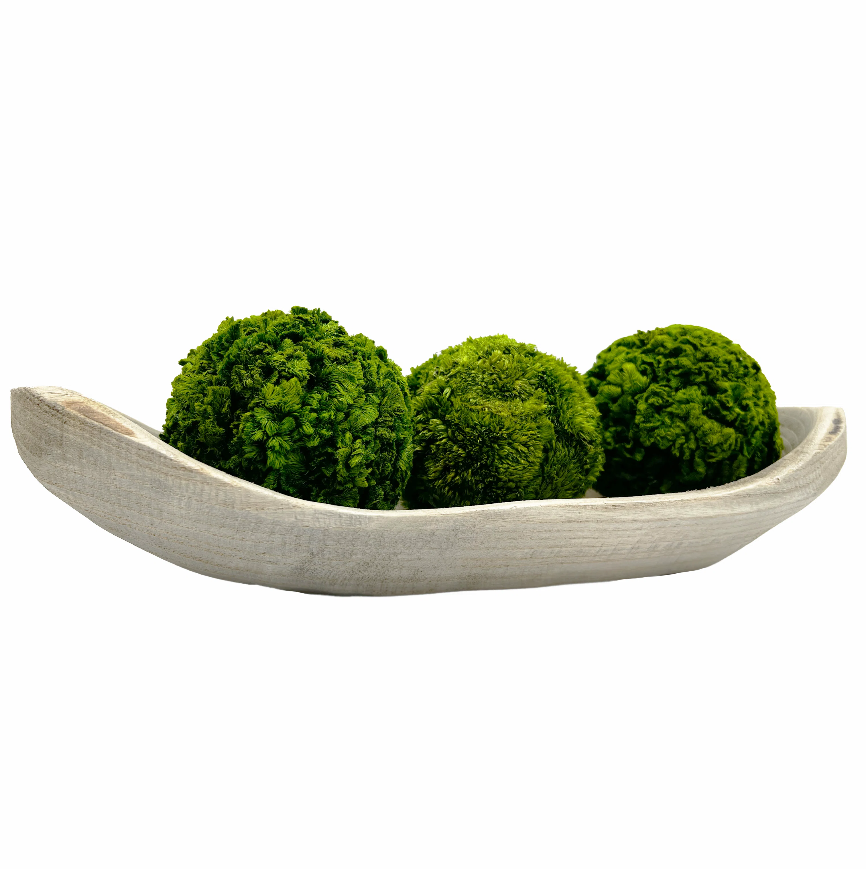 Primrue Pamela Decorative Wooden Bowl With Preserved Cockscomb Balls