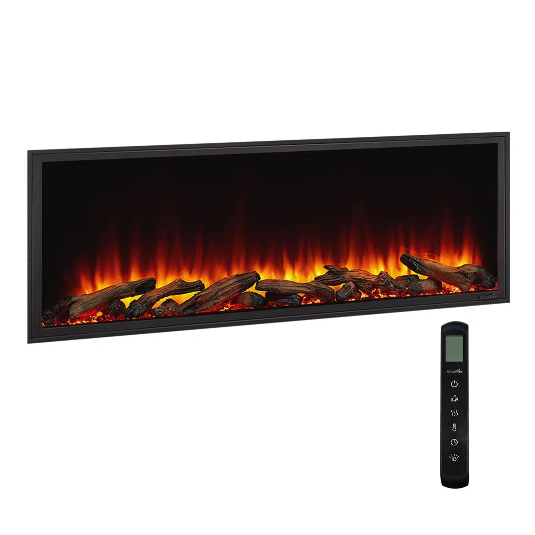 Scion 43-Inch Linear Recessed Smart Electric Fireplace - Multi-Color Flame & Crackling Fire Sounds