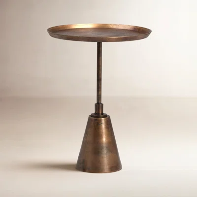 Birch Lane Leah Ferri Round Aluminum Oil Brass Finished Pedestal Base End Table