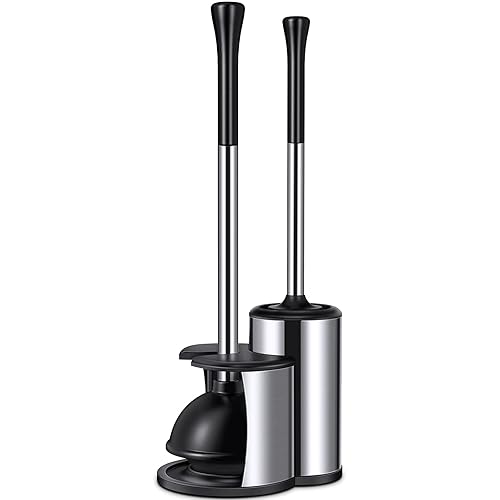 Toilet Plunger Bowl Brush Set (Stainless Steel)