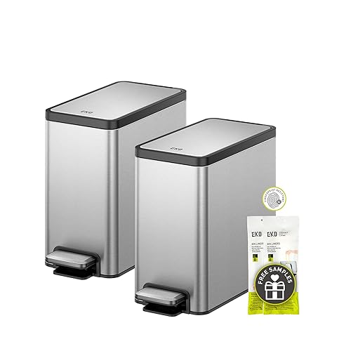 Bathroom Trash Can with Lid Soft Close – 2 Pack (Stainless Steel)
