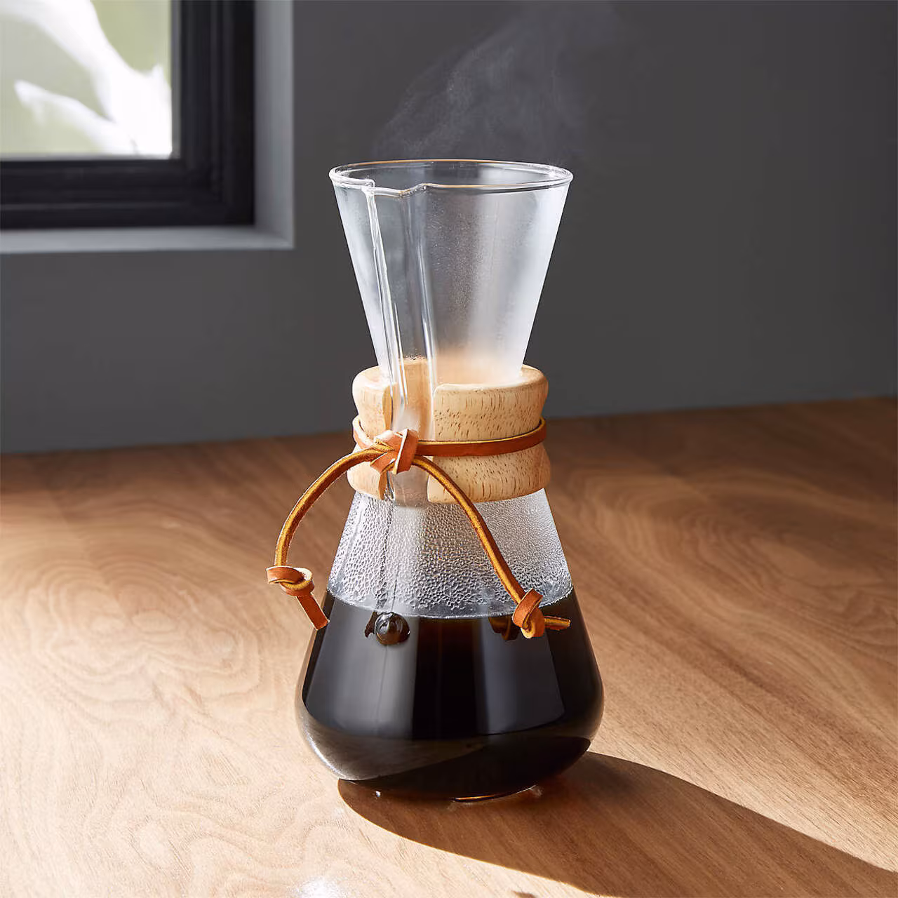 Chemex 8 Cup Glass Pour Over Coffee Maker With Natural Wood Collar