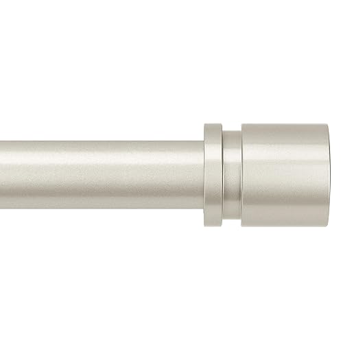 Byondeth Curtain Rods for Windows 16 to 144 Inches Adjustable Length 1 Inch Diameter Window Curtain Rod with Aluminium End Cap, Brushed Nickel