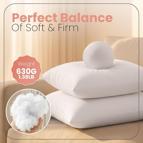 Utopia Bedding 20x20 Pillow Inserts, Set of 2, White – Indoor Decorative Throw Pillows for Bed, Sofa & Couch – Soft, Supportive & Fluffy Cushion Inserts