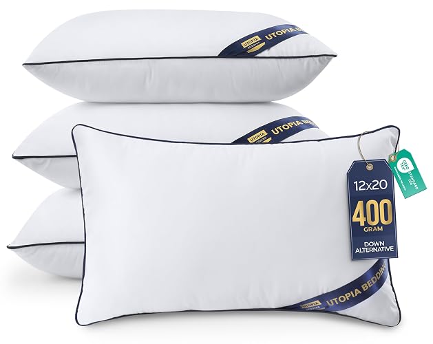 Utopia Bedding Throw Pillow Inserts (Pack of 4, White), 12 x 20 Inches Decorative Indoor Pillows for Sofa, Bed, Couch, Cushion Sham Stuffer