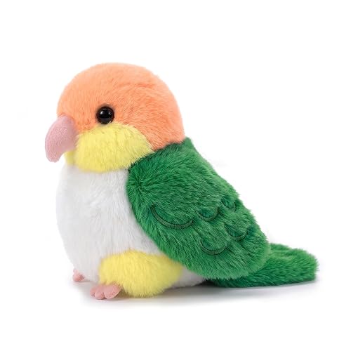 Ditucu Palm-Sized Lutino Pacific Parrotlet Keychain Plush Cute Soft 4.3 inch Bird Stuffed Animal Realistic Yellow-Headed Parrot Toys Gifts Pendant for Backpack Decoration for Kids Adults