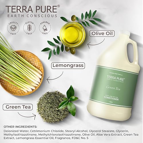 Terra Pure Green Tea Hotel Conditioner | 1 Gallon | for Hospitality & Vacation Rentals to Refill Dispensers | (Single Gallon)